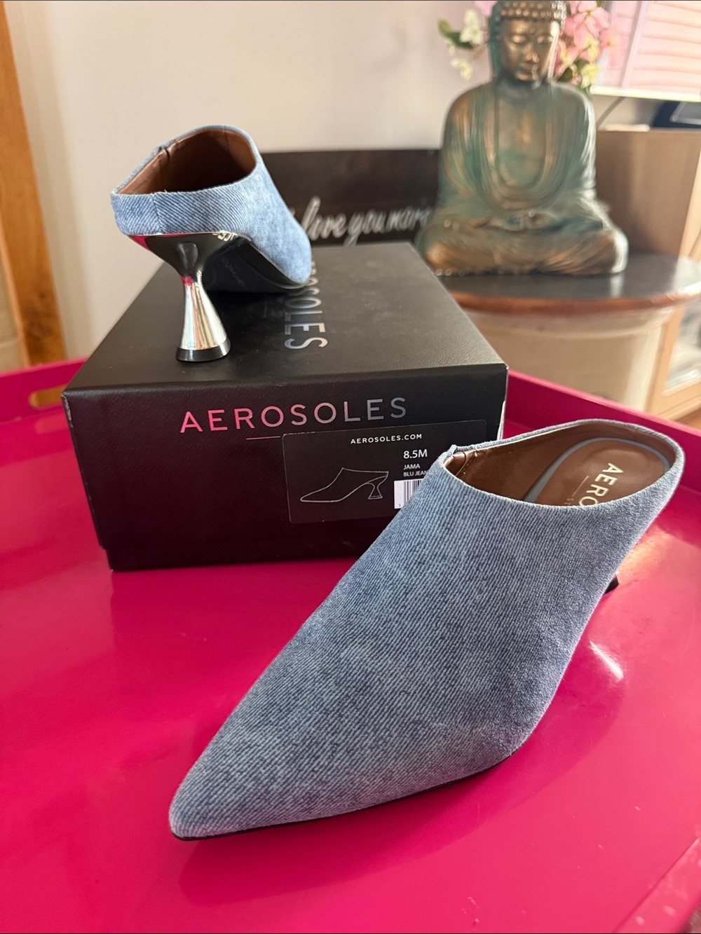AEROSOLES Blue Jean Denim Jama Mule
